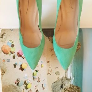J Crew Seafoam Green Italian Suede Pumps